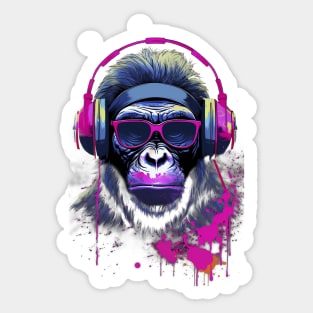 Graffiti-Inspired Chimpanzee Ink and Paint Splatters Sticker